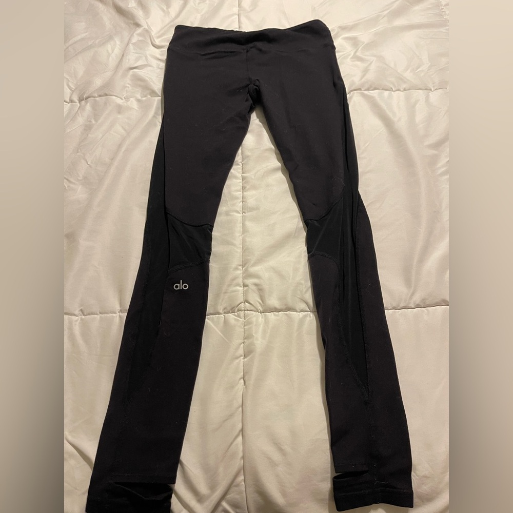 ALO YOGA Sheer Detail Black Leggings